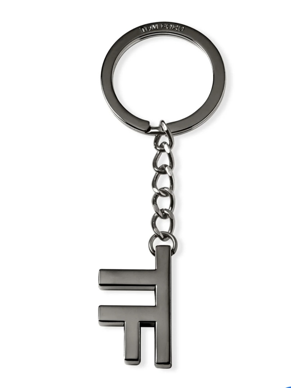 Tom Ford Beauty Metallic Gunmetal TF Logo Keychain